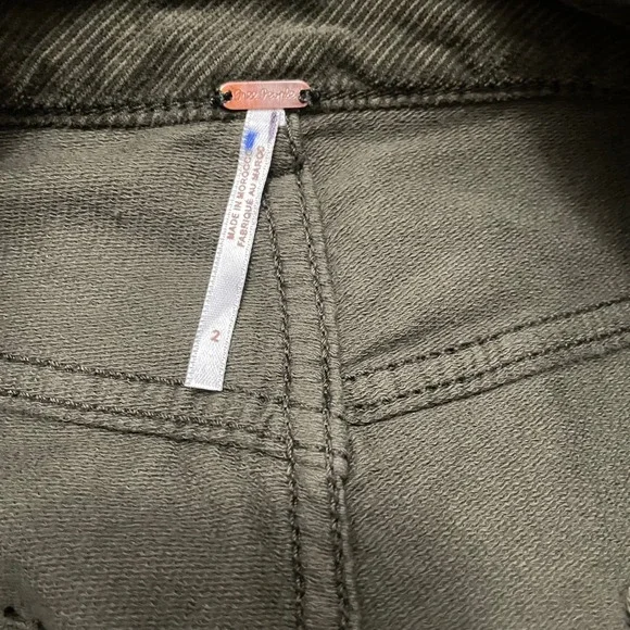 Free People Olive Green Boho Kyo Corduroy Carpenter Utility Pant 2 High Rise - Picture 7 of 9